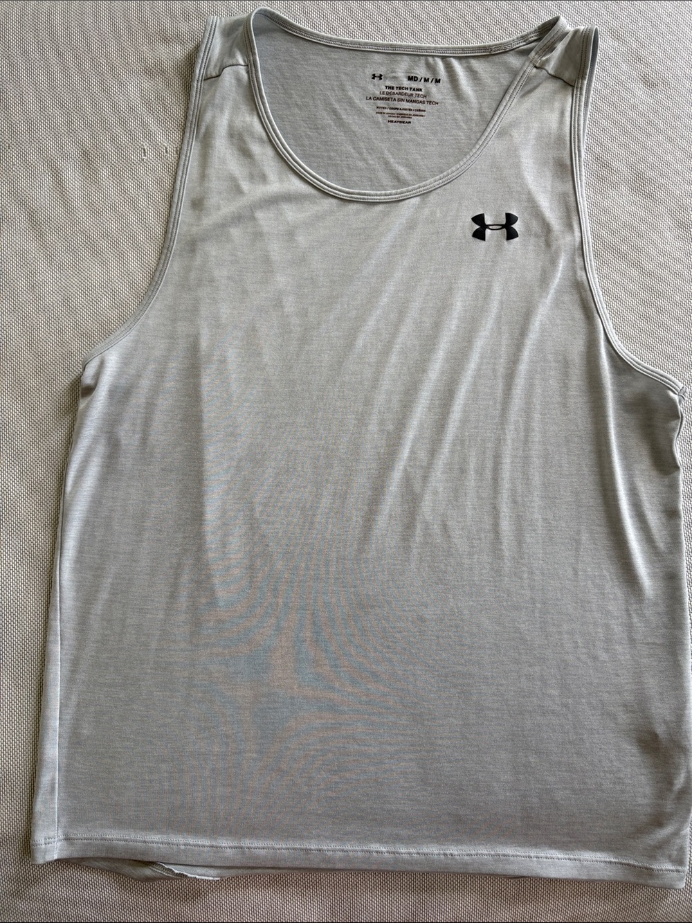 Under Armour Men’s Light Gray Performance Tank with Black Logo